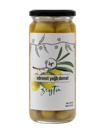 Salamura Edilmiş Edremit Yağlı Domat Yeşil Zeytin 500 Gr