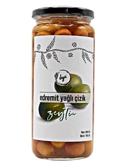 Salamura Edilmiş Edremit Yağlı Çizik Yeşil Zeytin 500 Gr